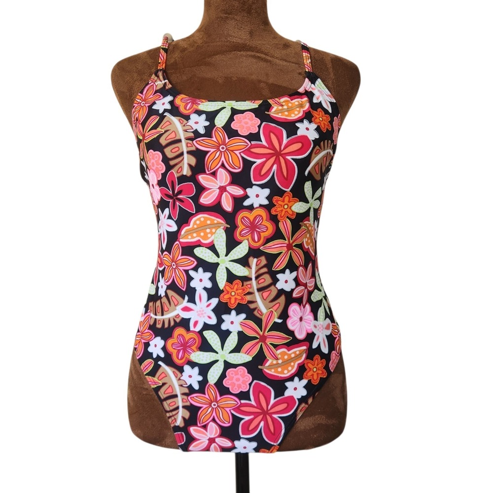 Newport News Swim Y2K Vintage One Piece Swimsuit Retro Floral Print Women's